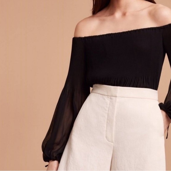 Aritzia Talence Blouse Off the Shoulder Black - Picture 2 of 7
